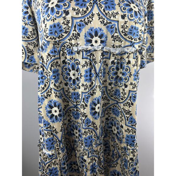 Tuckernuck Golden Medallion Crawford Dress Size Medium Flutter Ruffle Mini Blue - Picture 6 of 16